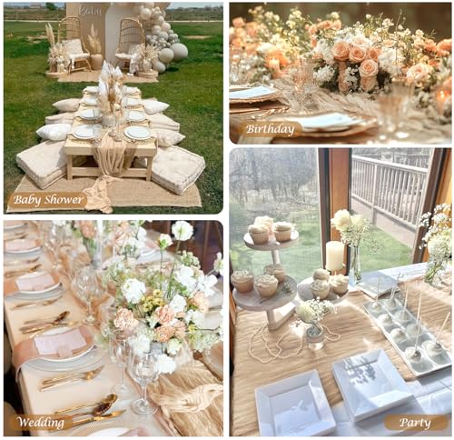 Champagne Gold Boho Cheesecloth Table Runner 120 Inch 3-Pack - Summer Wedding Party Decor