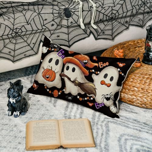 AVOIN colorlife Halloween Ghost Throw Pillow Cover, 20 x 12 Inch Farmhouse