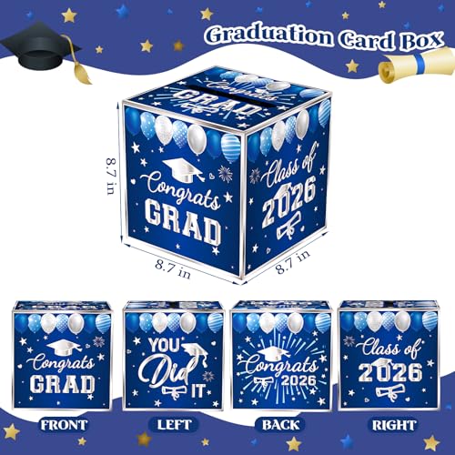 Navy Blue Graduation Card Box | Class of 2026 Gift Holder 8.7"
