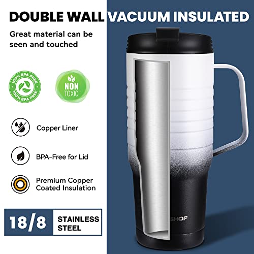HAUSHOF 24 oz Travel Mug with Stainless Steel Handle - Leakproof Insulated Coffee Mug