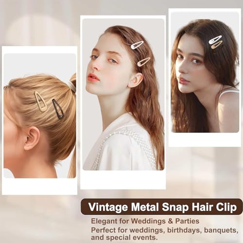 Metal Hair Barrettes 20PCS Snap Hair Clips for Thin and Thick Hair 1.97 Inch
