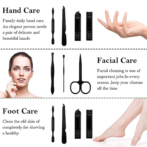 QEYMN Stainless Steel Manicure Set & Grooming Kit - 7-Piece Nail Care Tool