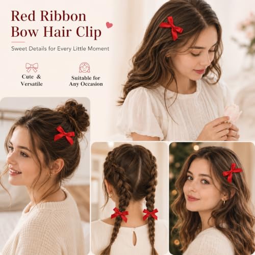 Uozksor Satin Bow Hair Clips 20 Pcs, 1.57 Inch Mini Duckbill Barrettes