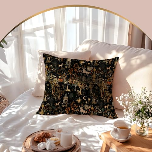 LUKIPOM Medieval Dark Gothic Forest Pillow Cover 18x18, Multicolor 13