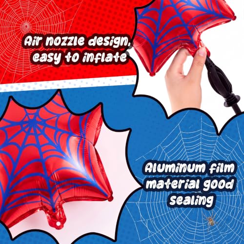 Soulchen 6 Pack Red and Blue Spider Balloons for Birthday Party Decorations