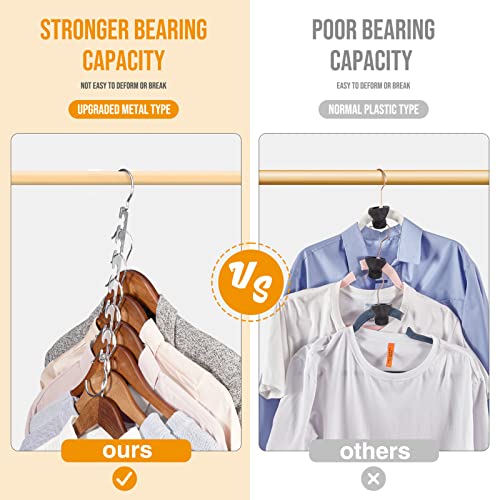 HOUSE DAY 4 Pack Stainless Steel Space Saving Hangers - Closet Organizer & Clothes Storage
