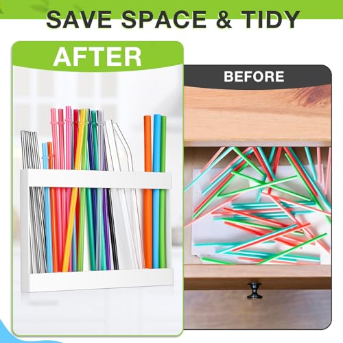 Large Acrylic Straw Holder for Cabinet Door - 9.5" Organizer