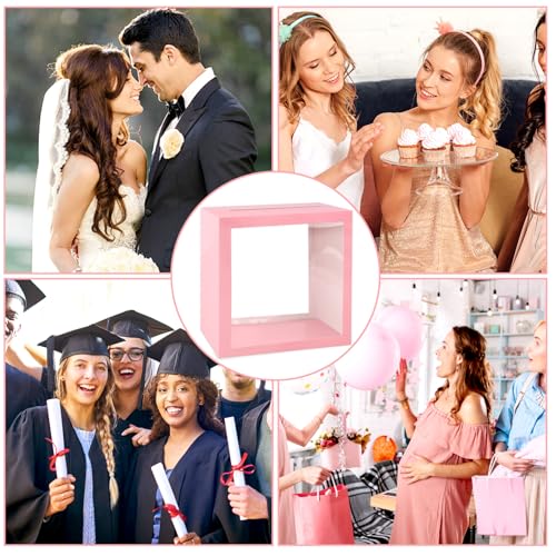 Abilat Pink Card Box with Clear Window for Wedding Reception and Parties