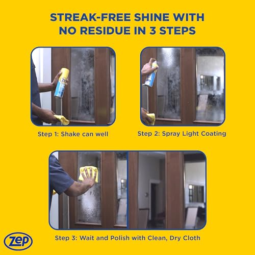 Zep Foaming Glass & Plexiglass Cleaner - 19 oz Case of 4, Streak-Free Surface Cleaner