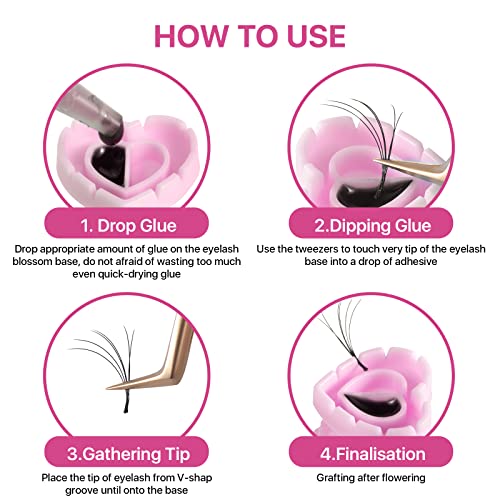 Pretty Memory 150 Pcs Pink Heart-Shaped Eyelash Extension Glue Rings