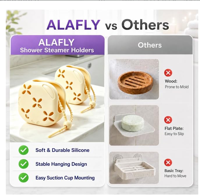 MELAVORIXX Silicone Shower Steamer Holder & Soap Dish, Cream, Hangable