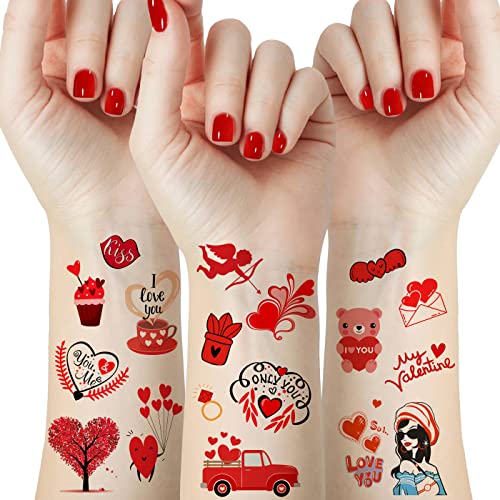 Valentine Temporary Tattoos 50+ Designs Love Heart Stickers for Kids Adults