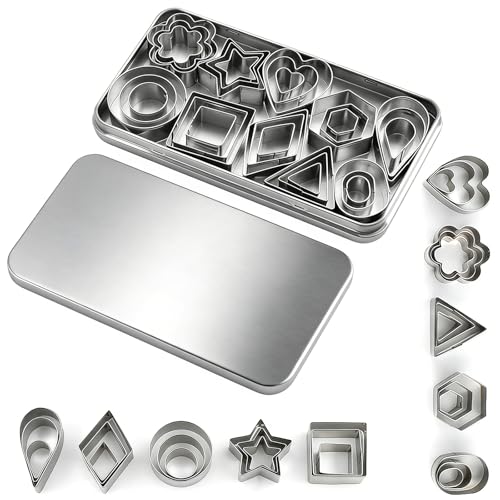 30Pcs Mini Geometric Cookie Cutter Set - Stainless Steel Baking Tools