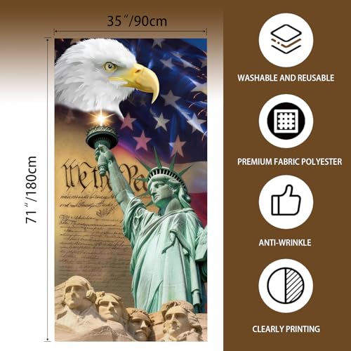4th of July Door Cover Banner - Patriotic Memorial Day Decoration 71x35"