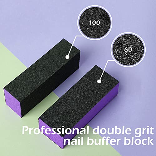 SKYPIA 3-Sided Nail Buffer Blocks - Purple Sanding Polishing Files (2 Pack)