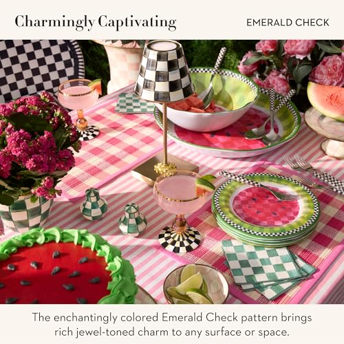 MacKenzie-Childs Green & White Check Cocktail Paper Napkins - Pack of 20