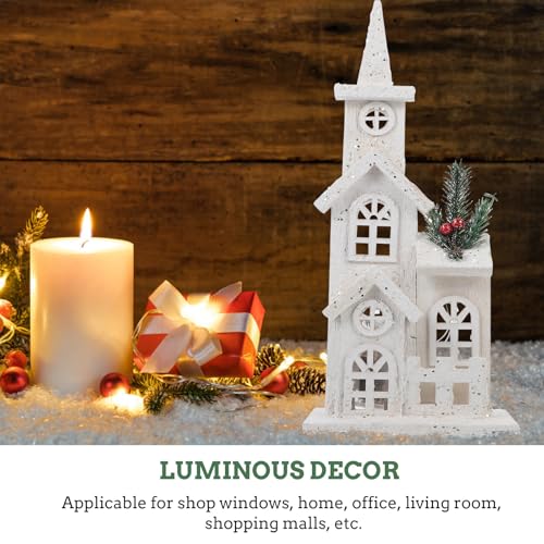 Luminous Wooden Castle Ornament for Christmas Village Decor - Lighted Desktop House
