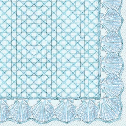 IHR Ideal Home Range 3-Ply Cocktail Napkins, 20-Count, Blue Shells