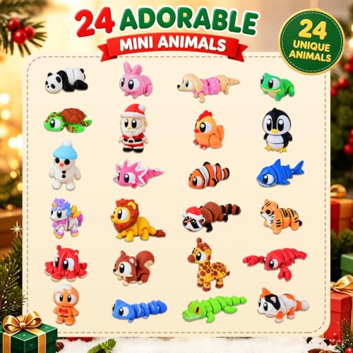3D Printed Animal Advent Calendar 24-Day Christmas Countdown for Kids