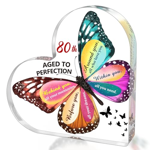 80th Birthday Gift for Women - Acrylic Heart Ornament Keepsake