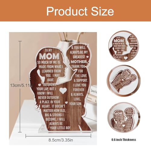 Acrylic Desk Decor Plaque with Keychain & Card for Mom