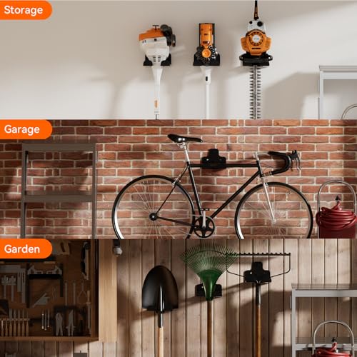 Heavy Duty Garage Trimmer Wall Mount Rack - 2 Pack Black Weed Eater Hanger