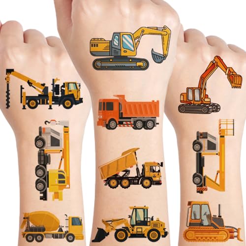 UVUXO Cars and Trucks Temporary Tattoos for Kids, 10 Sheets