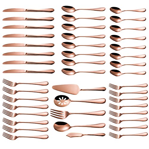 45-Piece Rose Gold Flatware Set for Weddings & Entertaining - Service for 8