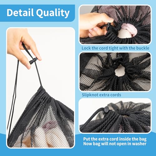 Heavy Duty Mesh Laundry Bags - 2 Pack, 24x35 Inches for Travel & College