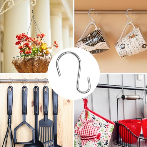 Heavy Duty Stainless Steel S Hooks - 60 Pack Mini Hanging Hooks