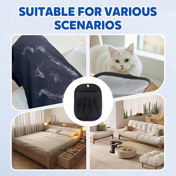 Reusable Pet Hair Remover Gloves for Dogs & Cats - 3 PCS
