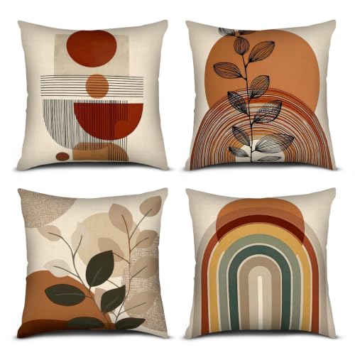 Pazzocenter Boho Throw Pillow Covers 18x18 Set of 4 - Terracotta Zt-118