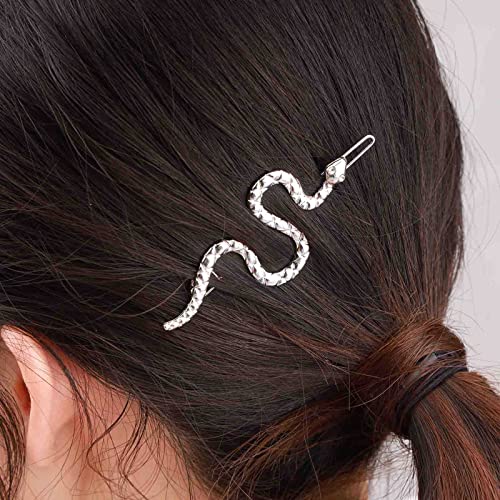 YienDoo Silver Rhinestone Snake Hair Clip Medusa Barrette