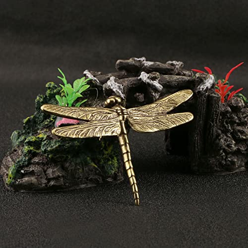 Brass Dragonfly Statues - 2pcs Decorative Animal Figurines