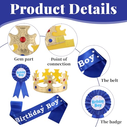 Birthday Crown Party Set with Sash and Pin for Celebrations