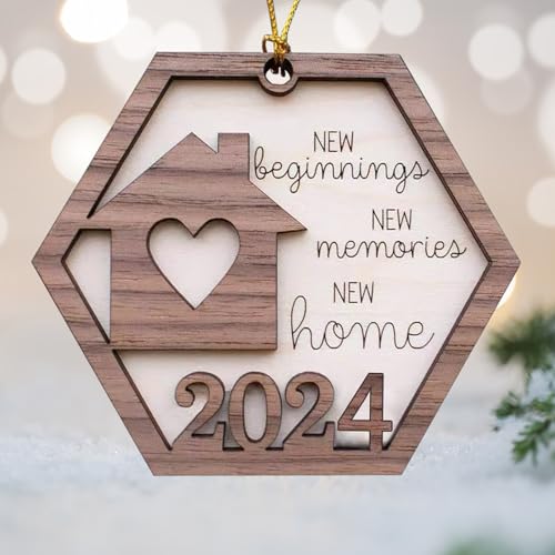 New Home Ornament 2024 - Wood Christmas Gift for Housewarming