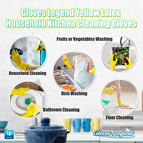 Yellow Reusable Dishwashing Gloves - Medium Size, 3 Pairs