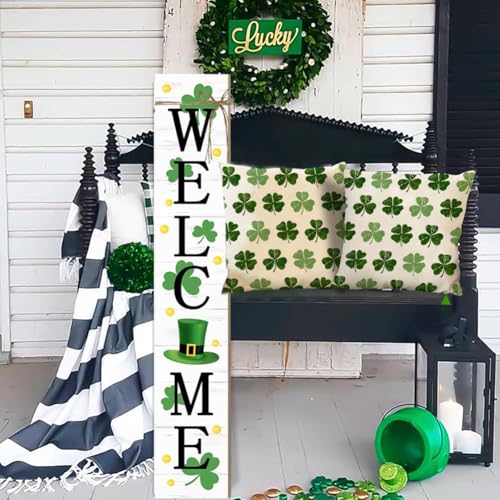 St. Patrick's Day Pillow Covers 18x18 Inch - Green Shamrock Set of 2