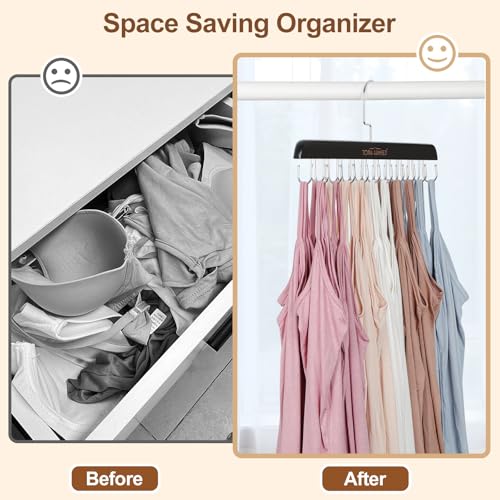 20-Pack Black Bra & Tank Top Hangers for Closet Space Saving - Foldable