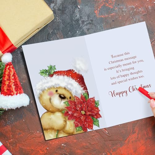 Spercy Cute Bear Christmas Card for Teacher with Envelope
