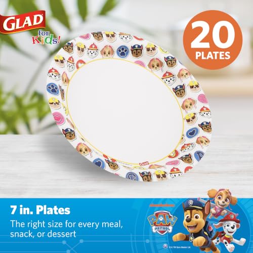 Glad Paw Patrol Paper Plates for Kids, 7 Inch Disposable Plates, 100 Count