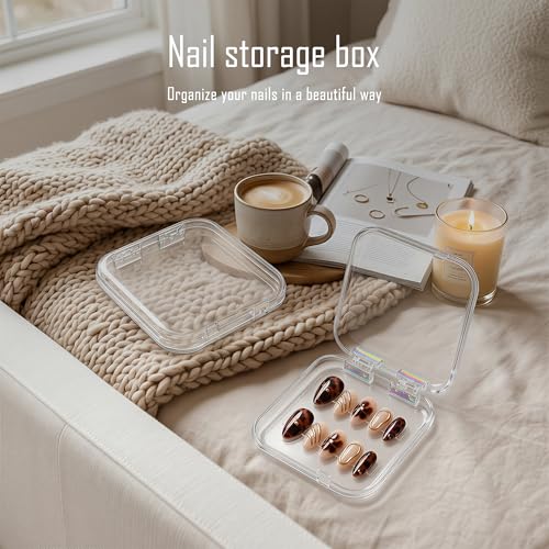 6 Clear Acrylic Press On Nail Storage Boxes with Adhesive Tapes