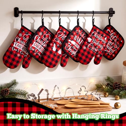 Qinyoung Christmas Kitchen Oven Mitts & Pot Holders Set - Buffalo Plaid