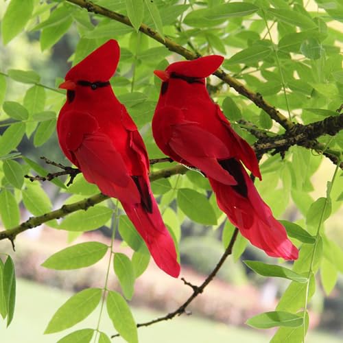 4pcs Red Cardinal Birds Christmas Ornaments with Clips for Tree Wreath Floral Home Decor