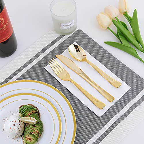 White Disposable Plastic Plates Set for 25 Guests - 125 Pieces