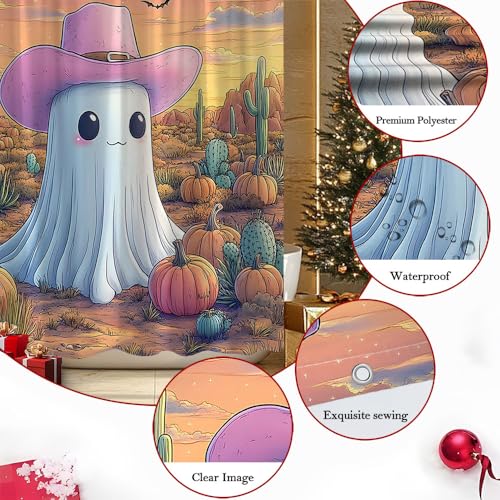 Halloween Spooky Ghost Polyester Shower Curtain 70x70 with Hooks