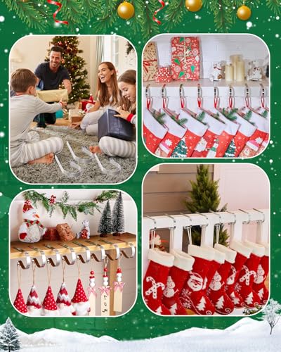 Silver Christmas Stocking Holders Set of 8 - Durable & Shatterproof Holiday Decor