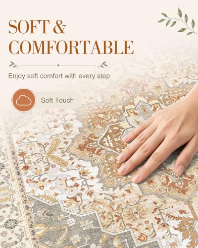 OLANLY 2' x 6' Beige Washable Runner Rug - Soft Non-Slip Carpet
