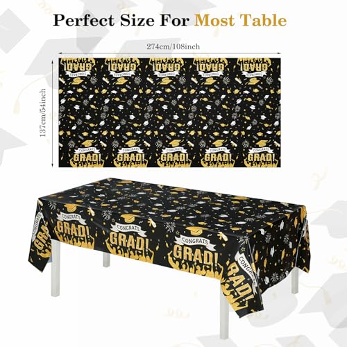 Accevo Class of 2026 Graduation Disposable Plastic Tablecloth 108" x 54" 2 Pack