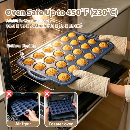 Mini Silicone Muffin Pan with Frame - 24 Cup Non-Stick Mold